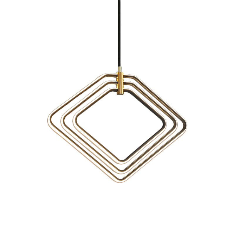 13 "/16" W rhombus kroonluchter lamp modernisme metaal eetkamer led plafond hanger licht in zwart/wit