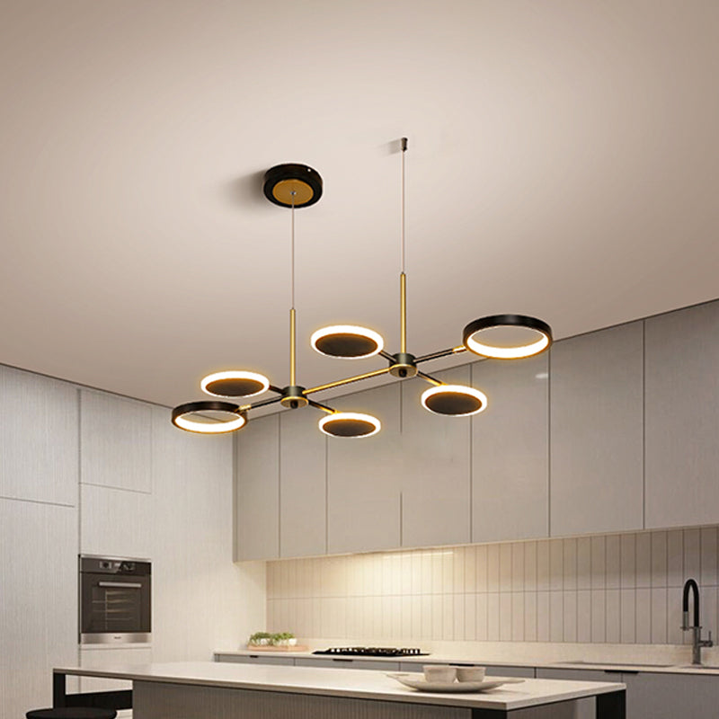 Lampadina retrò 6 lampada da soffitto rotondo nero/oro con tonalità metallica in luce calda/bianca