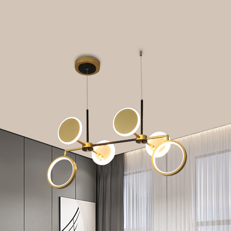Lampadina retrò 6 lampada da soffitto rotondo nero/oro con tonalità metallica in luce calda/bianca