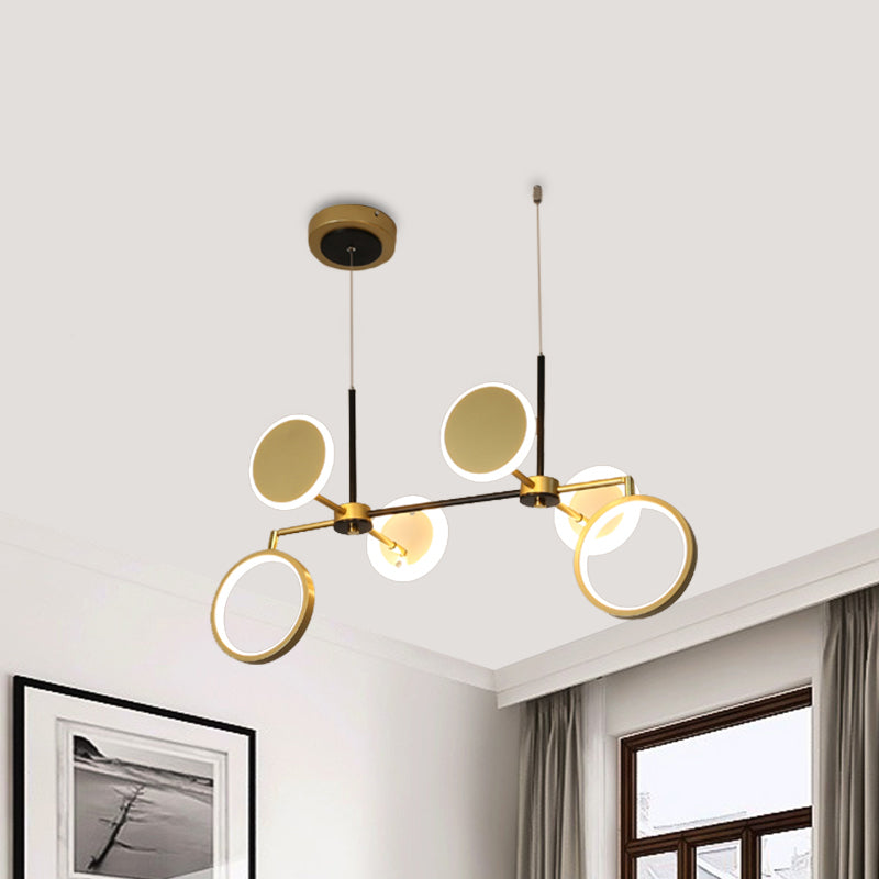 Lampadina retrò 6 lampada da soffitto rotondo nero/oro con tonalità metallica in luce calda/bianca