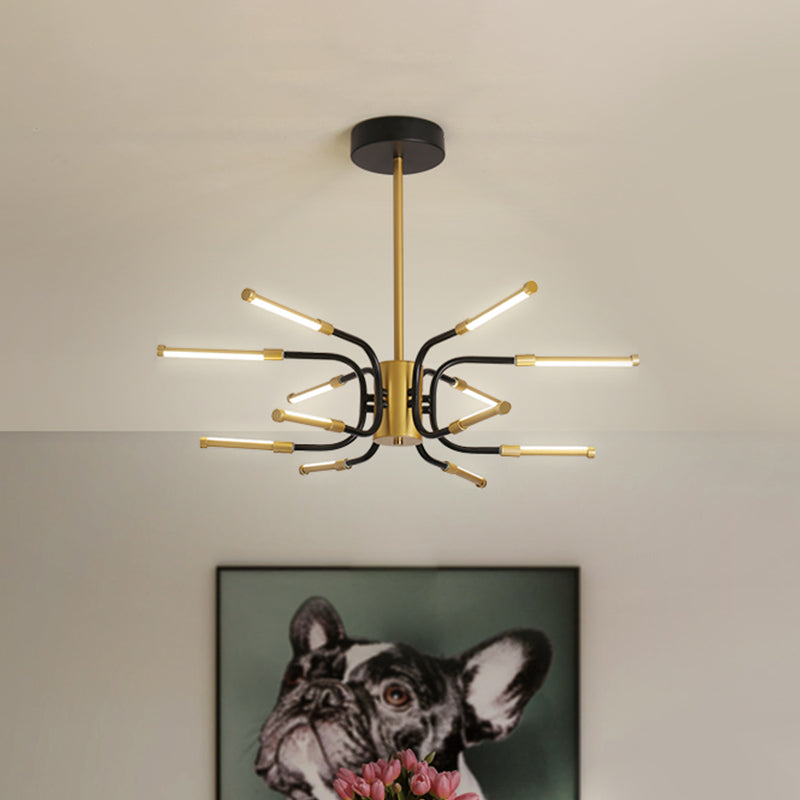 Black-gouden u-vorm kroonluchter minimalistische 12-head metallic hangende plafondlamp in warm/wit licht