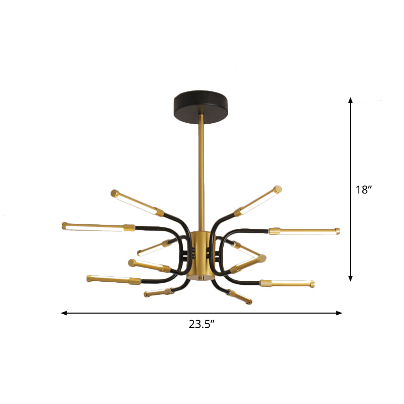 Black-gouden u-vorm kroonluchter minimalistische 12-head metallic hangende plafondlamp in warm/wit licht
