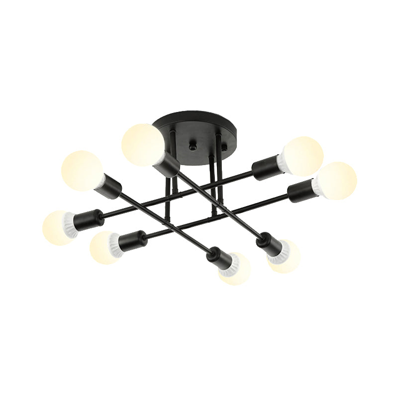 Bookstore Living Room Stacked Ceiling Light Metal Contemporary Semi Ceiling Mount Light