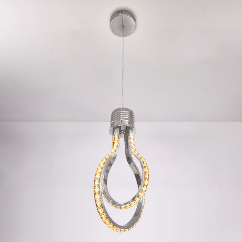 Lampachtig frame metalen hanglamp moderne LED chroom suspensieverlichting in warm/wit licht