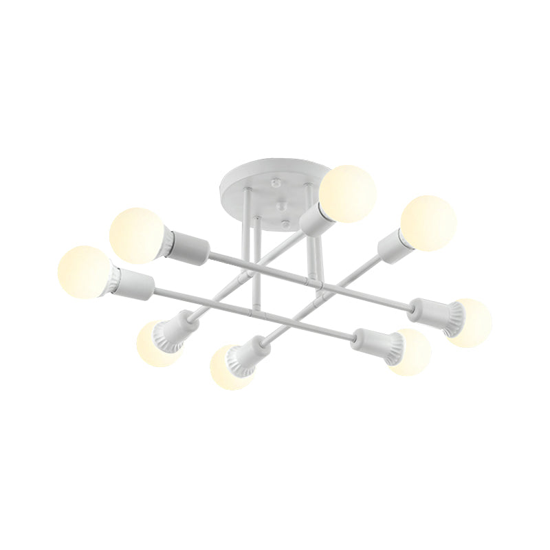Bookstore Living Room Stacked Ceiling Light Metal Contemporary Semi Ceiling Mount Light