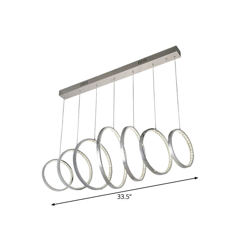 Hoepels hangend plafondlicht eenvoud metaal led chroom meervoudige lamp hanger voor keuken