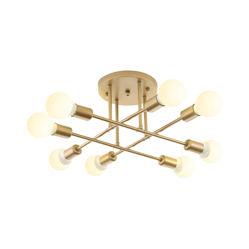 Bookstore Living Room Stacked Ceiling Light Metal Contemporary Semi Ceiling Mount Light