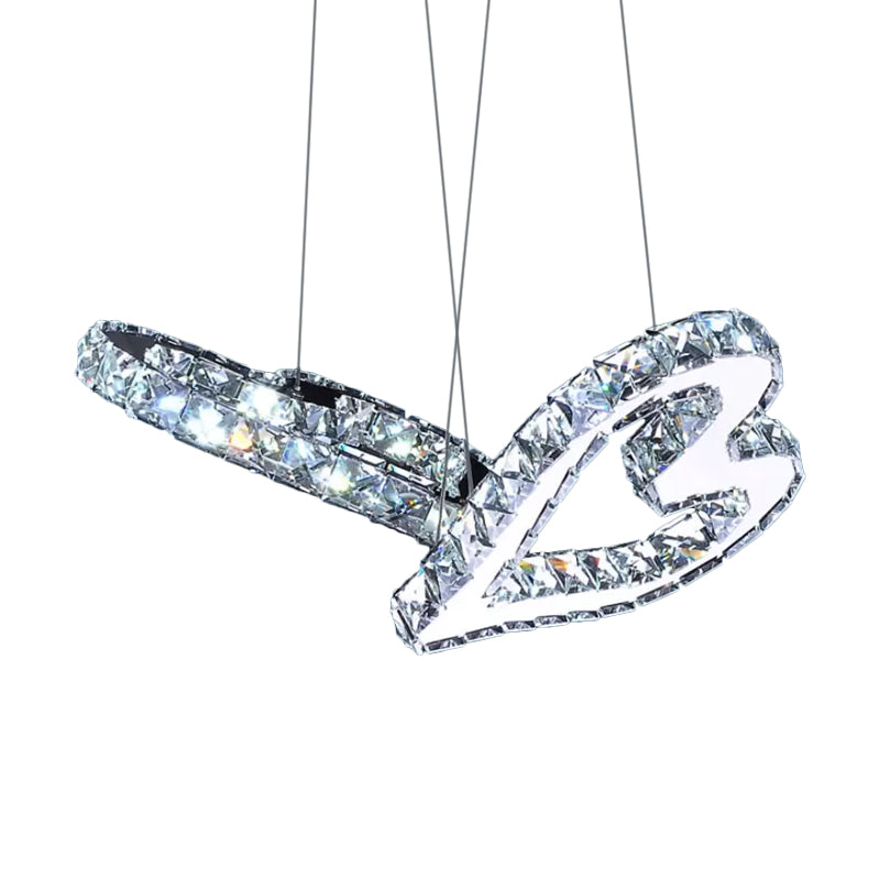 Loving Heart Slaapkamer Multi Pendant Crystal Block Led eigentijdse plafondlamp in roestvrijstalen, warm/wit licht