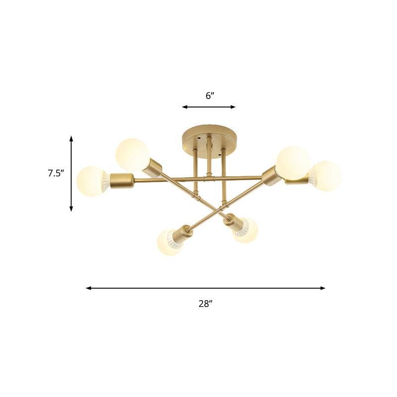 Bookstore Living Room Stacked Ceiling Light Metal Contemporary Semi Ceiling Mount Light