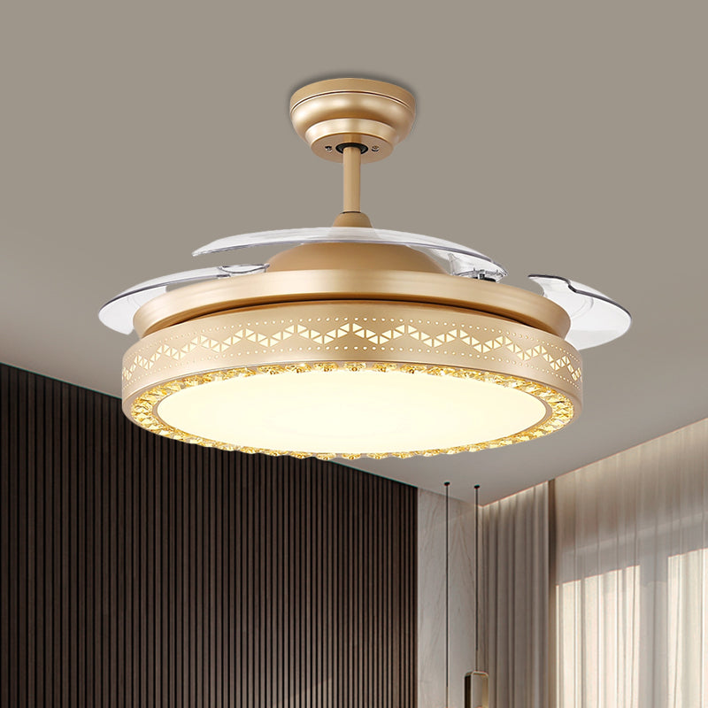 Kreisförmige Restaurant Deckenventilator Lampe Acryl 19 "breit LED Einfache Halbflush -Beleuchtung in Schwarz/Gold