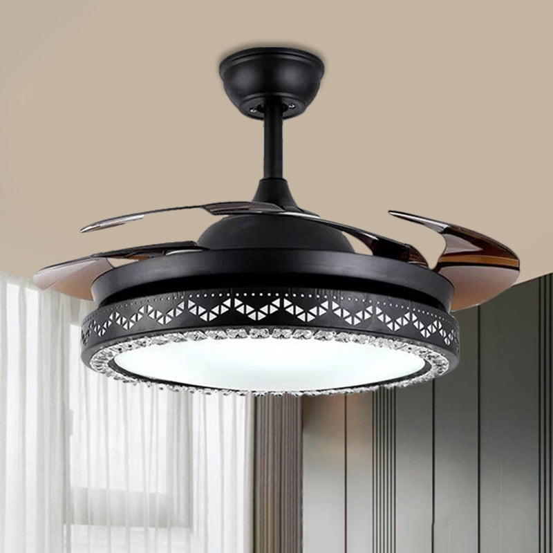 Kreisförmige Restaurant Deckenventilator Lampe Acryl 19 "breit LED Einfache Halbflush -Beleuchtung in Schwarz/Gold