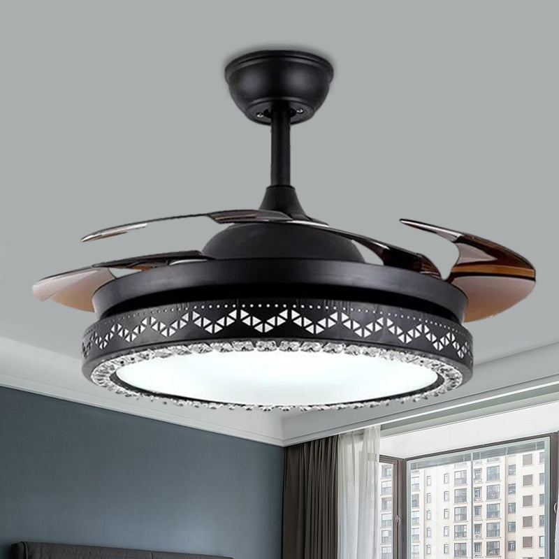 Kreisförmige Restaurant Deckenventilator Lampe Acryl 19 "breit LED Einfache Halbflush -Beleuchtung in Schwarz/Gold