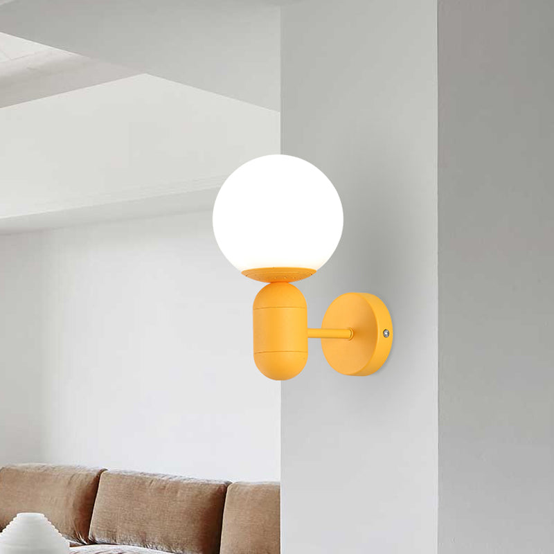 Metalen capsule SCONCE LICHT MET GLOBE TADE HALLWAY FOYER 1 Lichte macaron -stijl wandlamp