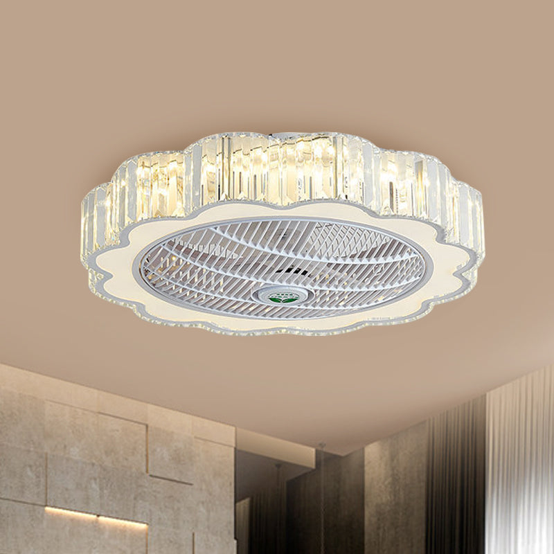 Crystal Rechteck Kreis halb flush minimalist 23 "breites LED-Deckenventilator mit 3-Blade