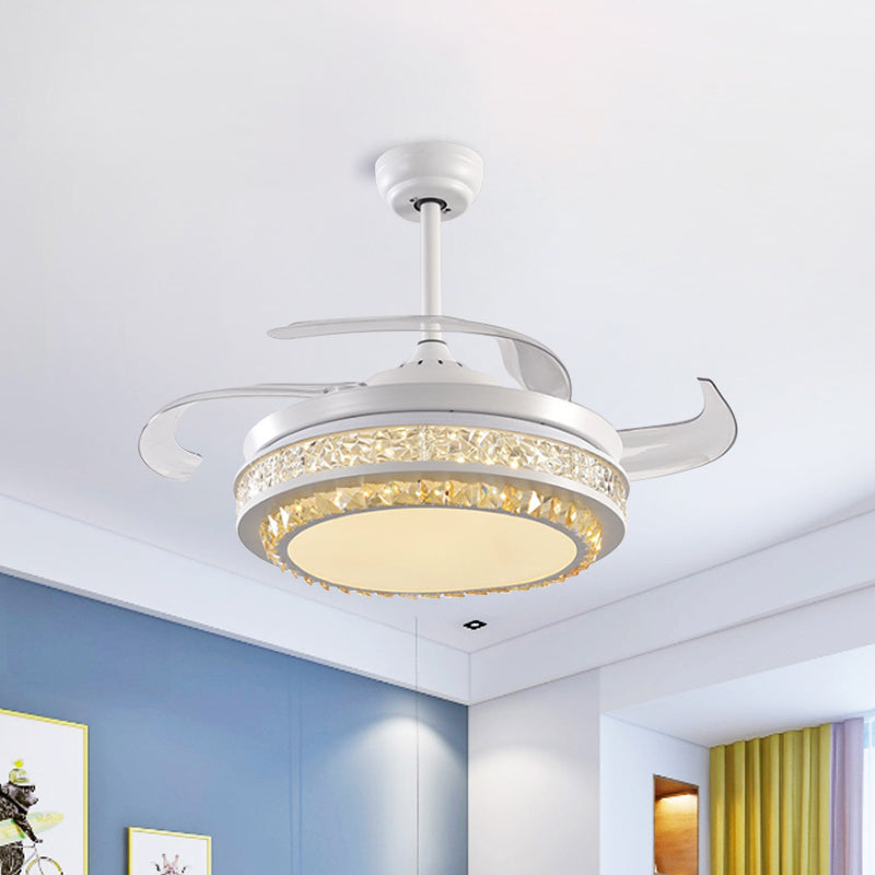 Handgeschnittenes kristallroundes Halbflush Mount Moderne 19 "W LED LED LED LED LEGENLICHE LABER Leuchte mit 4 Klingen