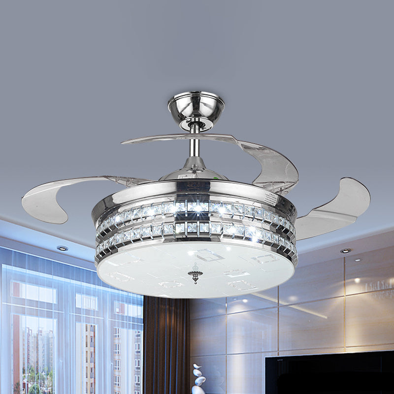 19 "W Drum Metallic Appeding Fan Light Simplicity Silver/Gold LED Monte Mount Lighting con 3 lame