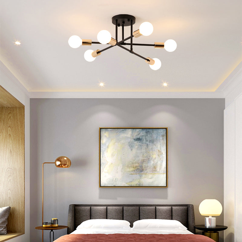 Modern Stacked Linear Ceiling Light Metal Energy Saving Semi Flushmount Light for Hotel