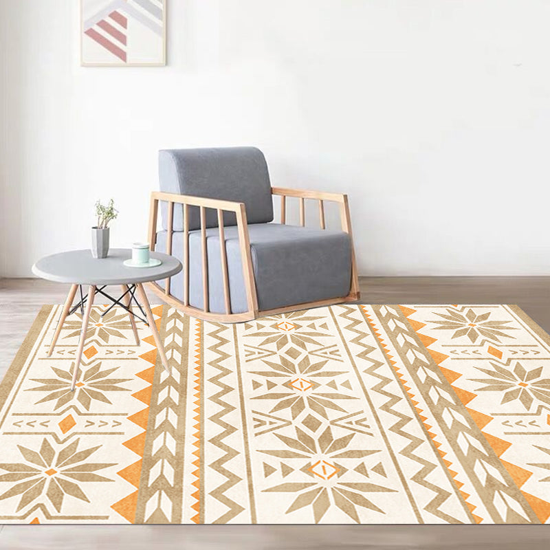 Mehrfarbiger Vintage-Teppich aus Polyester mit Stammesstreifenmuster, haustierfreundlich, waschbar, rutschfester Teppich zur Dekoration