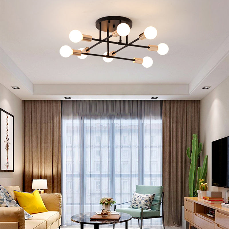 Modern Stacked Linear Ceiling Light Metal Energy Saving Semi Flushmount Light for Hotel