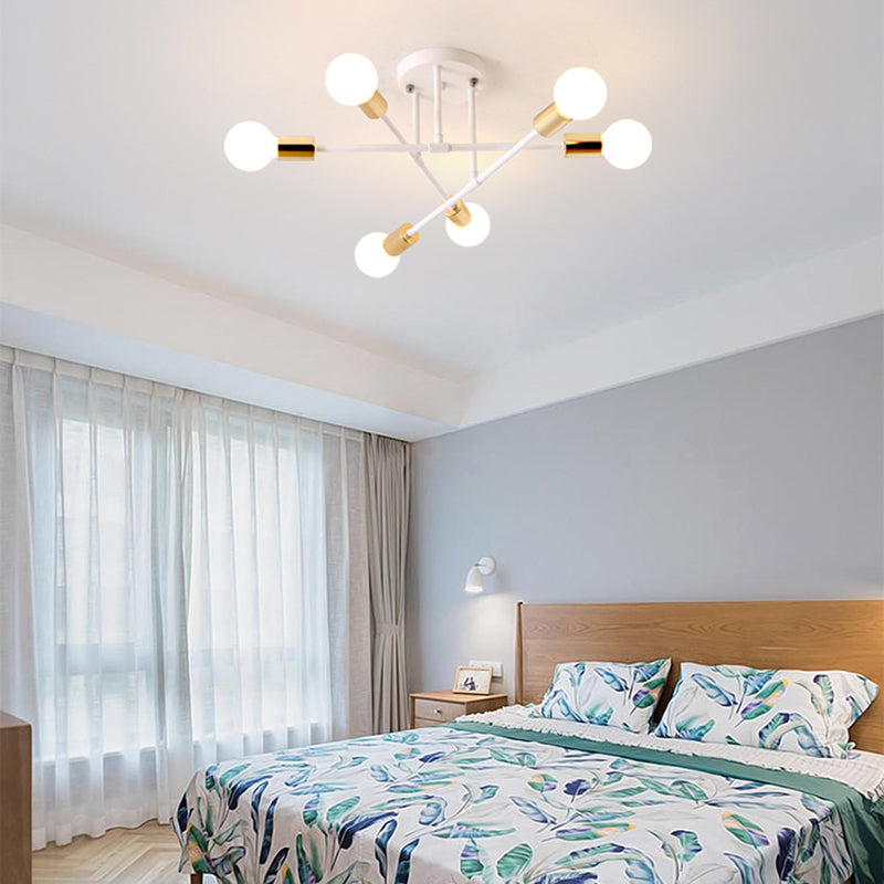 Modern Stacked Linear Ceiling Light Metal Energy Saving Semi Flushmount Light for Hotel