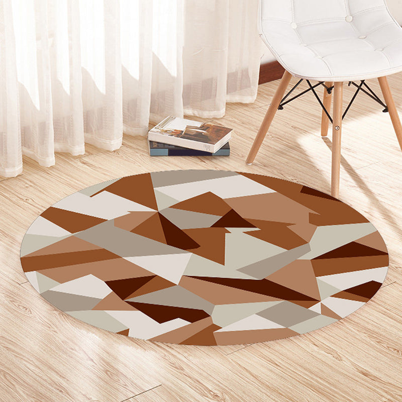 Multicolor Contemporary Rug Polyester Geometric Pattern Rug Pet Friendly Machine Washable Anti-Slip Backing Carpet for Decoration