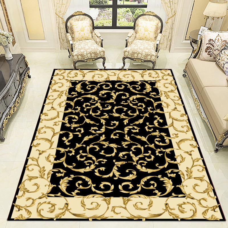 Unique Tribal Flower Pattern Rug Multicolor Bohemian Rug Polyester Pet Friendly Non-Slip Backing Washable Area Rug for Living Room