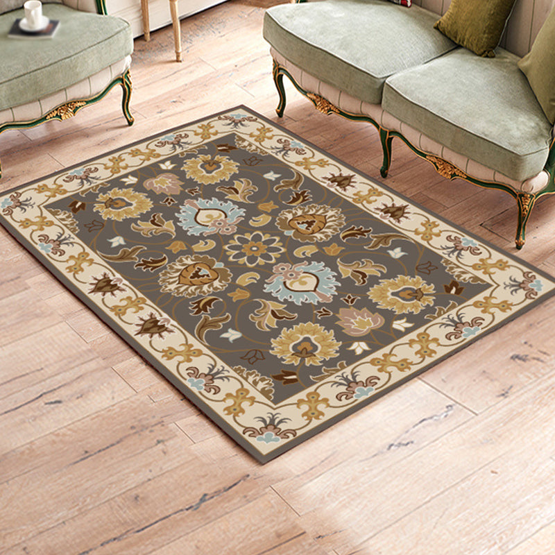 Einzigartige Stammesblumenmuster Teppich Multikolor Bohemian Teppich Polyester Haustierfreundlicher Nicht-Schlupf-Rückenwaschableer Teppich für Wohnzimmer