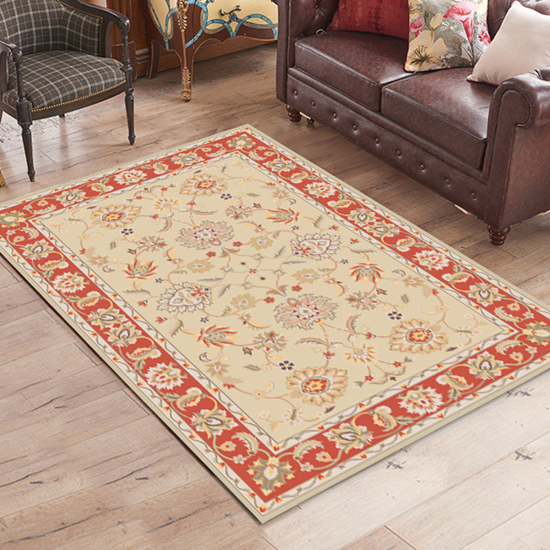 Einzigartige Stammesblumenmuster Teppich Multikolor Bohemian Teppich Polyester Haustierfreundlicher Nicht-Schlupf-Rückenwaschableer Teppich für Wohnzimmer