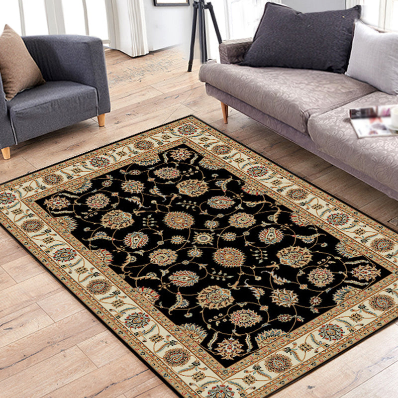 Einzigartige Stammesblumenmuster Teppich Multikolor Bohemian Teppich Polyester Haustierfreundlicher Nicht-Schlupf-Rückenwaschableer Teppich für Wohnzimmer