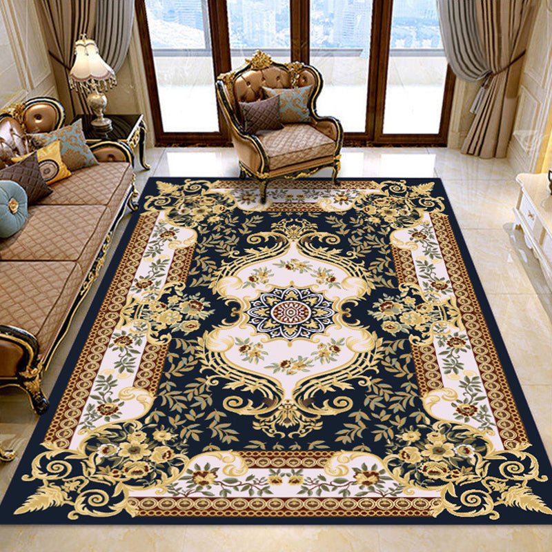 Retro Medallion Pattern Rug Multicolor Rug Synthetics Washable Pet Friendly Anti-Slip Carpet for Living Room