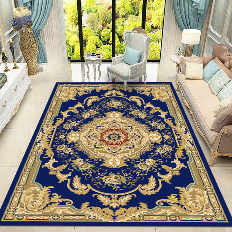 Retro Medallion Pattern Rug Multicolor Rug Synthetics Washable Pet Friendly Anti-Slip Carpet for Living Room