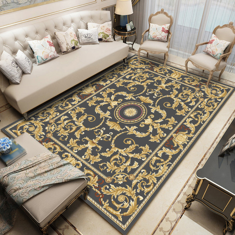 Retro Medallion Pattern Rug Multicolor Rug Synthetics Washable Pet Friendly Anti-Slip Carpet for Living Room
