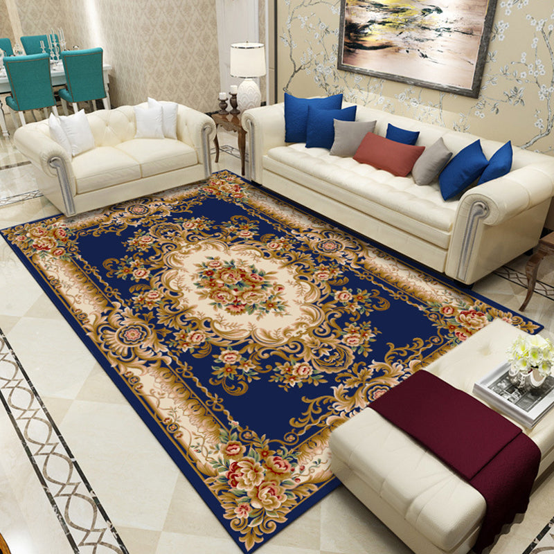 Retro Medallion Pattern Rug Multicolor Rug Synthetics Washable Pet Friendly Anti-Slip Carpet for Living Room