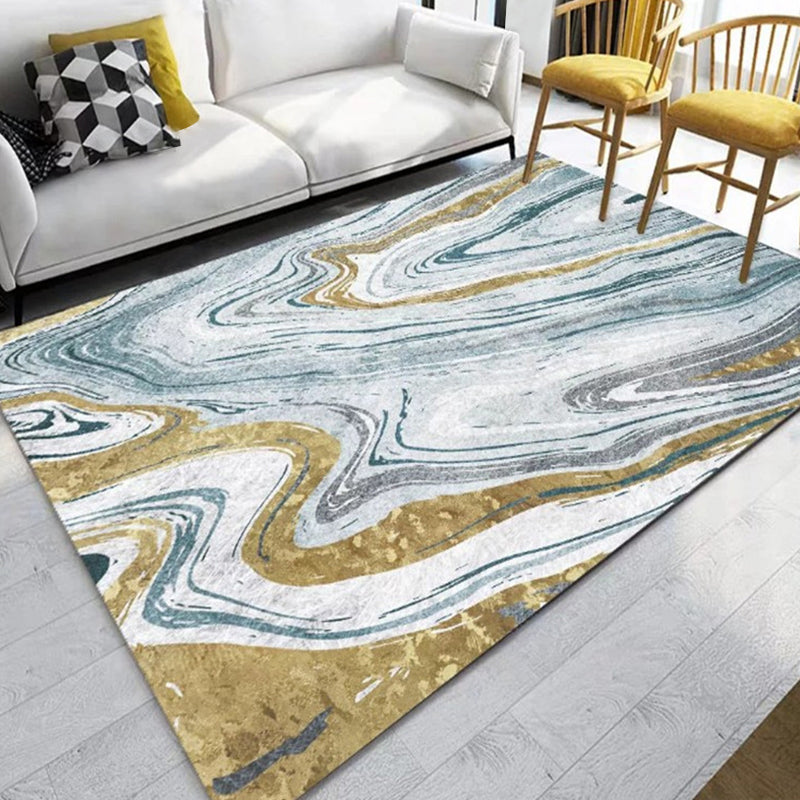 Novelty Watercolor Pattern Rug Swirl Stripe Multicolor Polyester Rug Washable Pet Friendly Non-Slip Area Rug for Living Room
