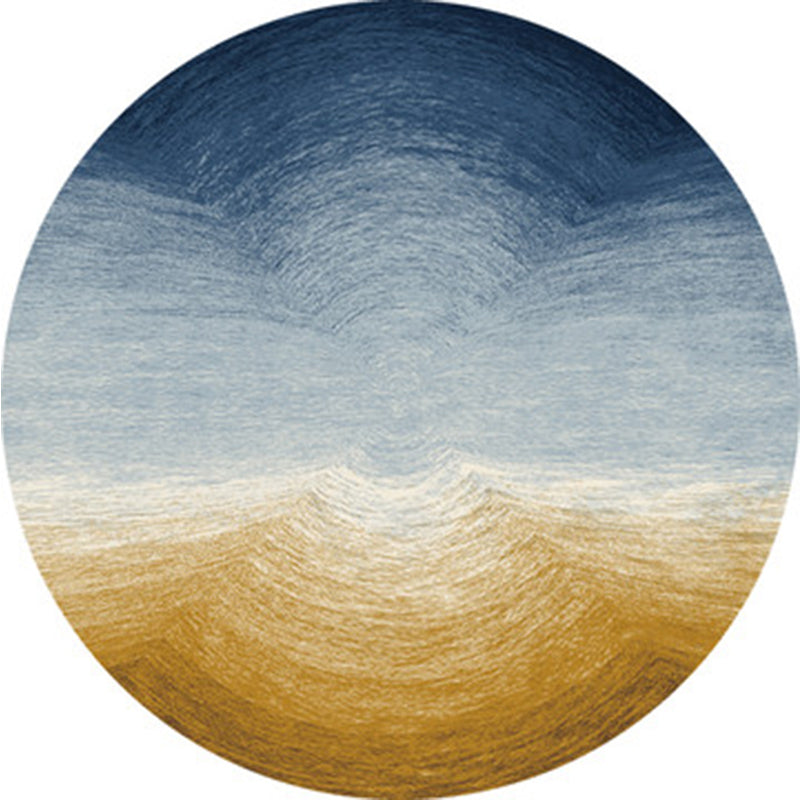 Blue and Yellow Nordic Rug Synthetics Ombre Pattern Rug Pet Friendly Machine Washable Anti-Slip Backing Carpet for Decoration