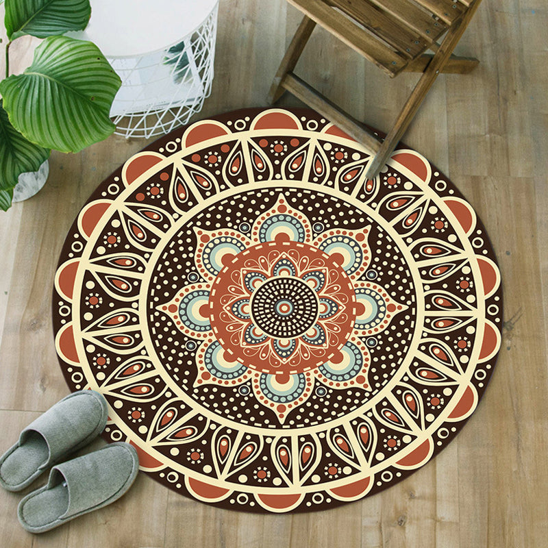 Moroccan Floral Pattern Rug Multicolor Synthetics Rug Washable Pet Friendly Non-Slip Area Rug for Bedroom