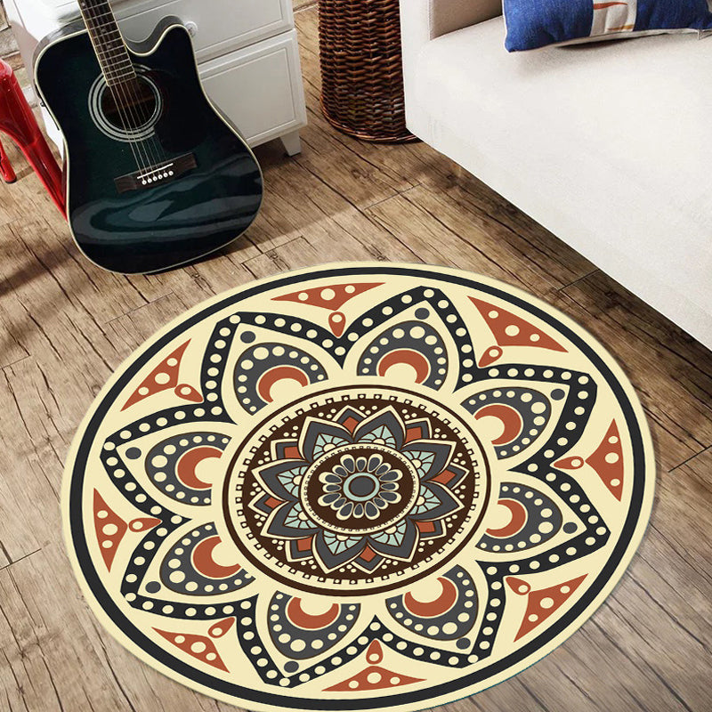 Moroccan Floral Pattern Rug Multicolor Synthetics Rug Washable Pet Friendly Non-Slip Area Rug for Bedroom