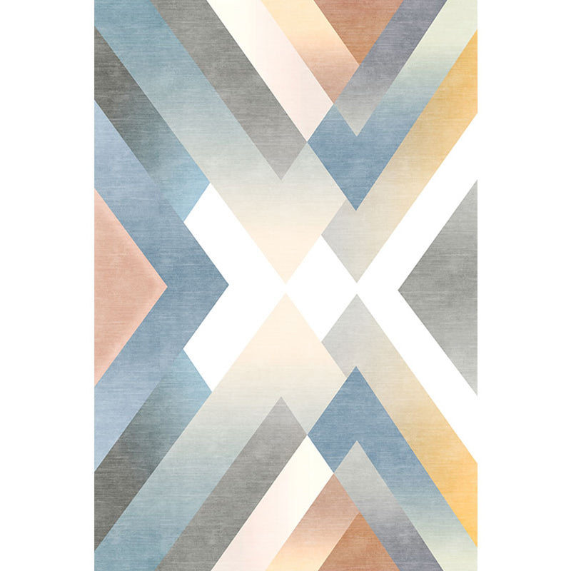 Multicolor Contemporary Rug Polyester Geometric Pattern Rug Pet Friendly Washable Anti-Slip Backing Carpet for Living Room