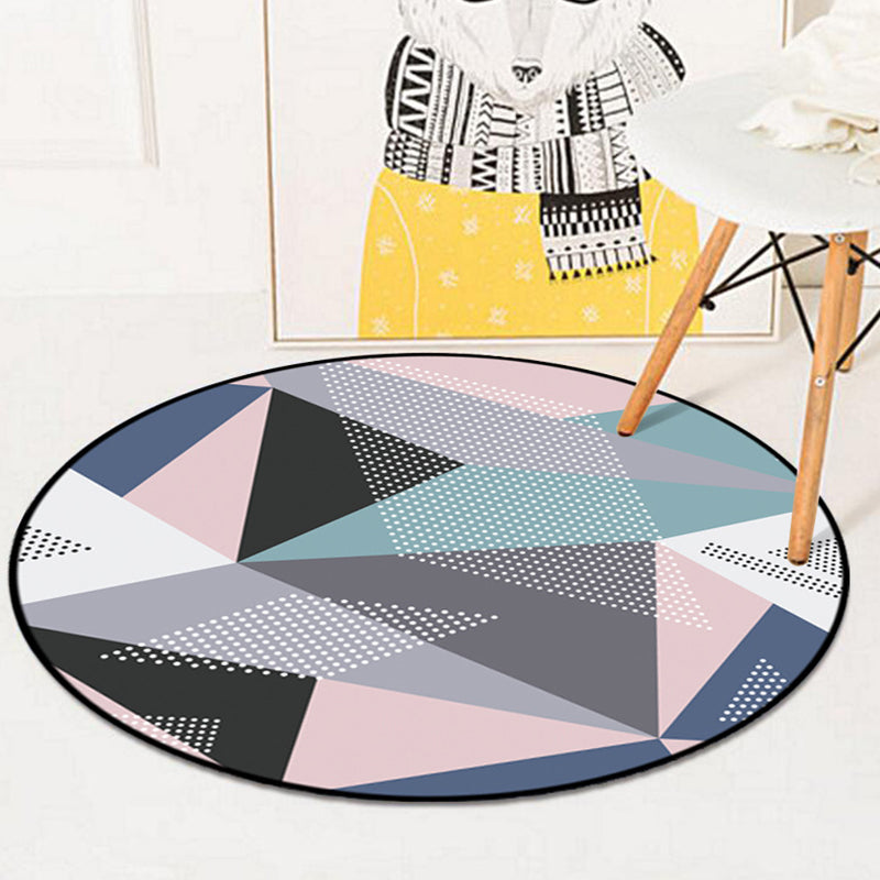 Simple Geometric Pattern Rug Multicolor Nordic Rug Polyester Pet Friendly Non-Slip Backing Washable Area Rug for Living Room