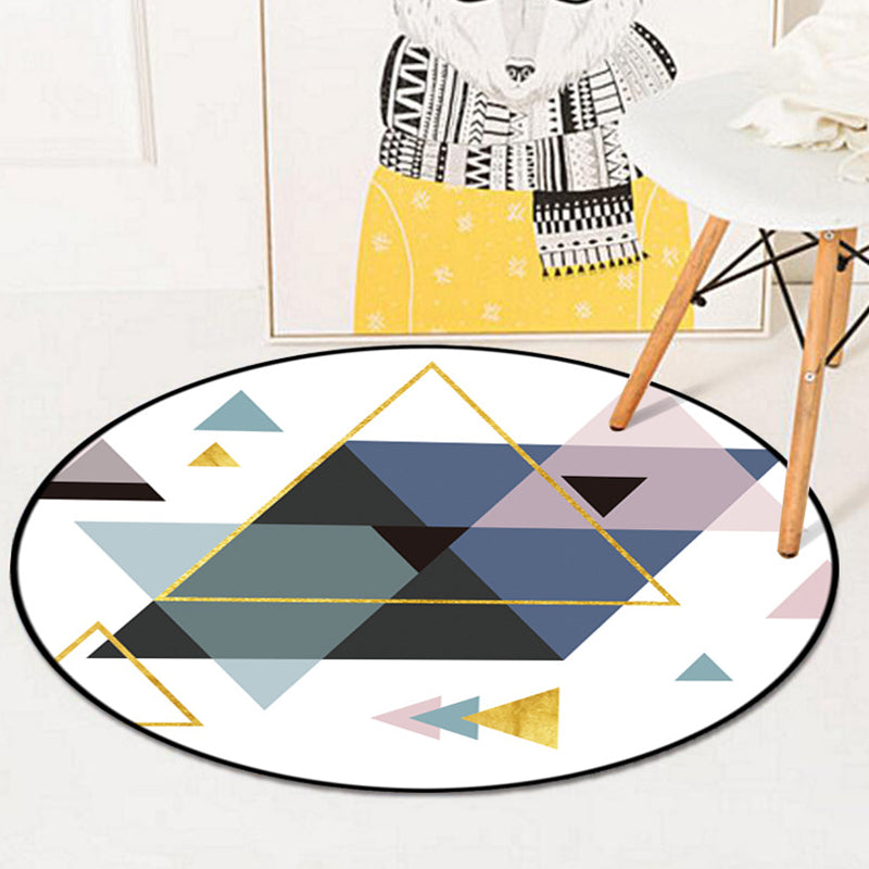 Simple Geometric Pattern Rug Multicolor Nordic Rug Polyester Pet Friendly Non-Slip Backing Washable Area Rug for Living Room