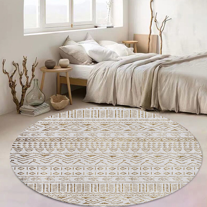 Alfombra de patrón tribal bohemio alfombra de poliéster gris multicolor alfombra de área sin deslizamiento para mascotas para sala de estar para sala de estar