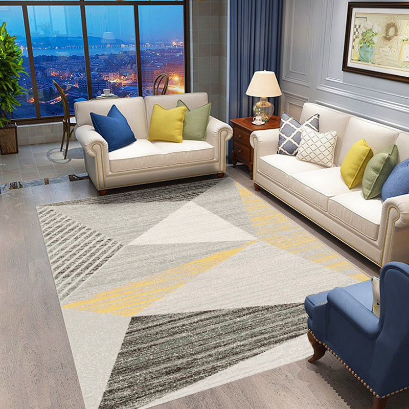 Casual Geometric Pattern Rug with Stripe Multicolor Nordic Rug Polyester Pet Friendly Non-Slip Backing Washable Area Rug for Living Room