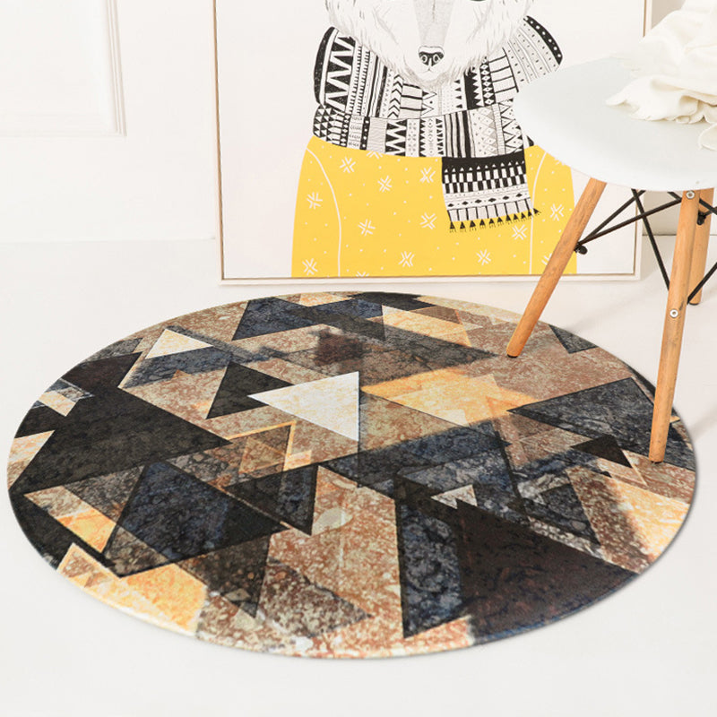 Contemporary Geometric Pattern Rug Yellow and Black Polyester Rug Washable Pet Friendly Non-Slip Area Rug for Living Room