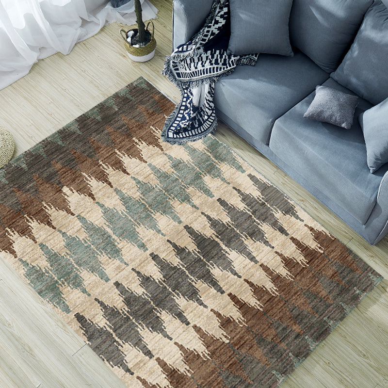Vintage Tribal Pattern Rug Multicolor Rug Polyester Machine Washable Pet Friendly Anti-Slip Carpet for Living Room