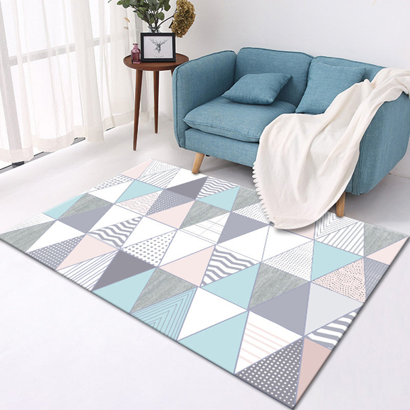 Stylish Geometric Pattern Rug Multicolor Contemporary Rug Polyester Pet Friendly Non-Slip Backing Washable Area Rug for Living Room