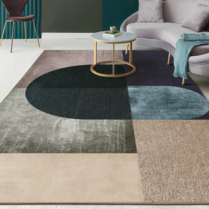 Stylish Colorblock Rug Orange Multicolor Contemporary Rug Polyester Pet Friendly Non-Slip Backing Washable Area Rug for Living Room