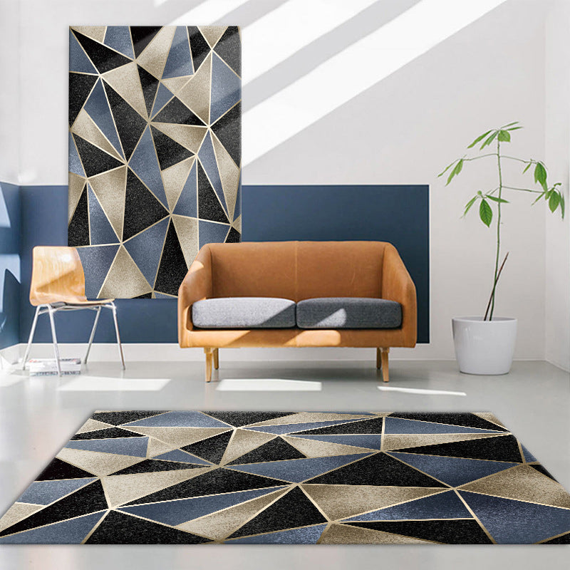 Multicolor Modernism Rug Polyester Geometric Pattern Rug Pet Friendly Machine Washable Anti-Slip Backing Carpet for Decoration