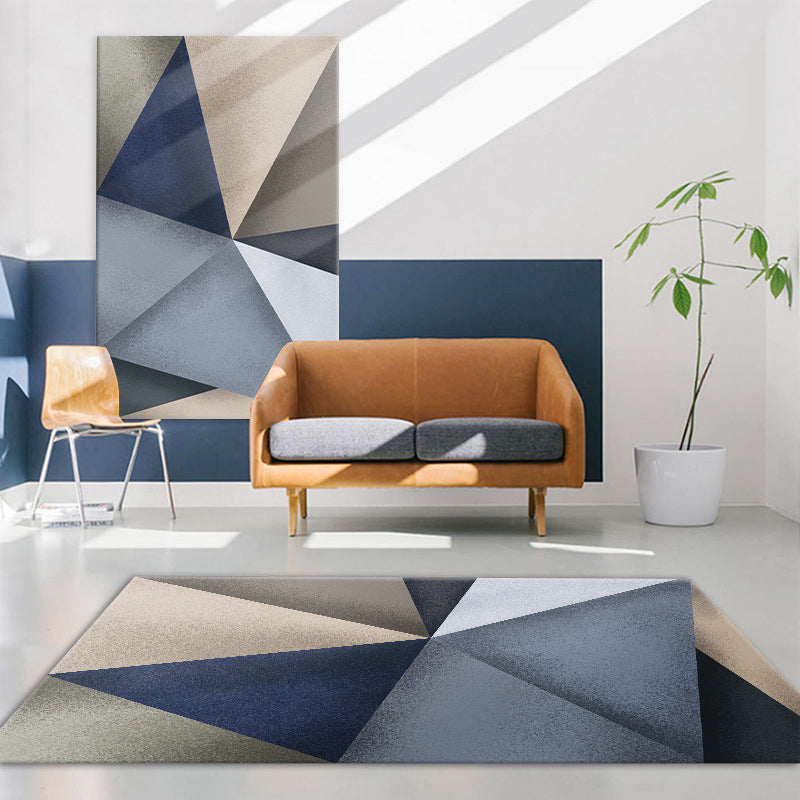 Multicolor Modernism Rug Polyester Geometric Pattern Rug Pet Friendly Machine Washable Anti-Slip Backing Carpet for Decoration