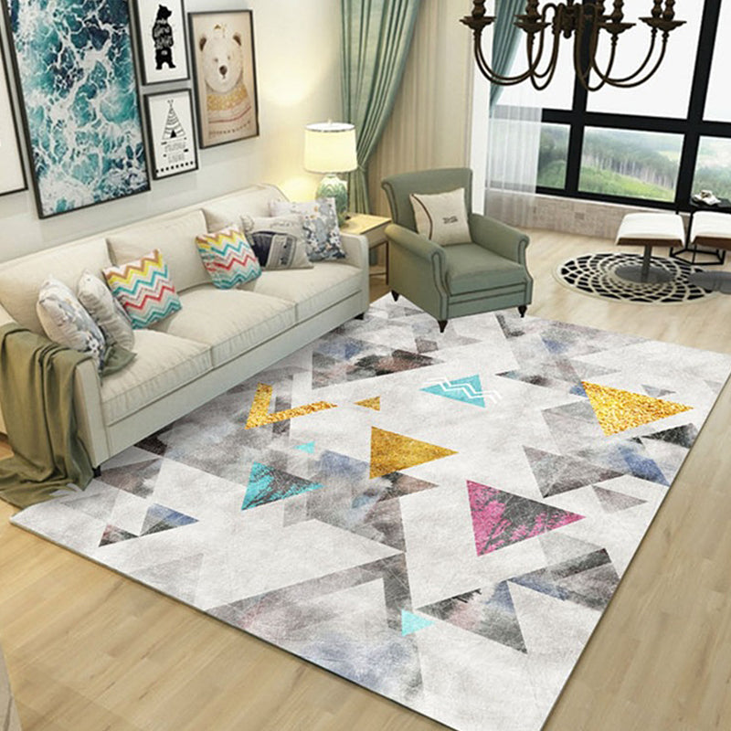 Novelty Geometric Pattern Rug Multicolor Polyester Rug Washable Pet Friendly Non-Slip Area Rug for Living Room