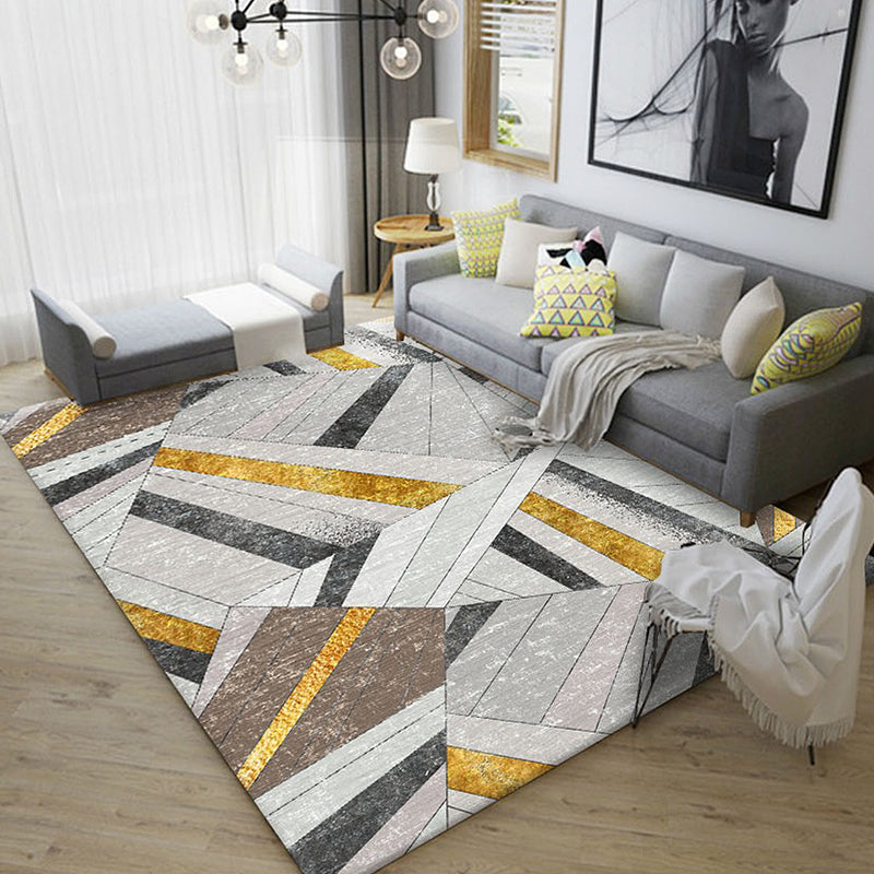 Novelty Geometric Pattern Rug Multicolor Polyester Rug Washable Pet Friendly Non-Slip Area Rug for Living Room